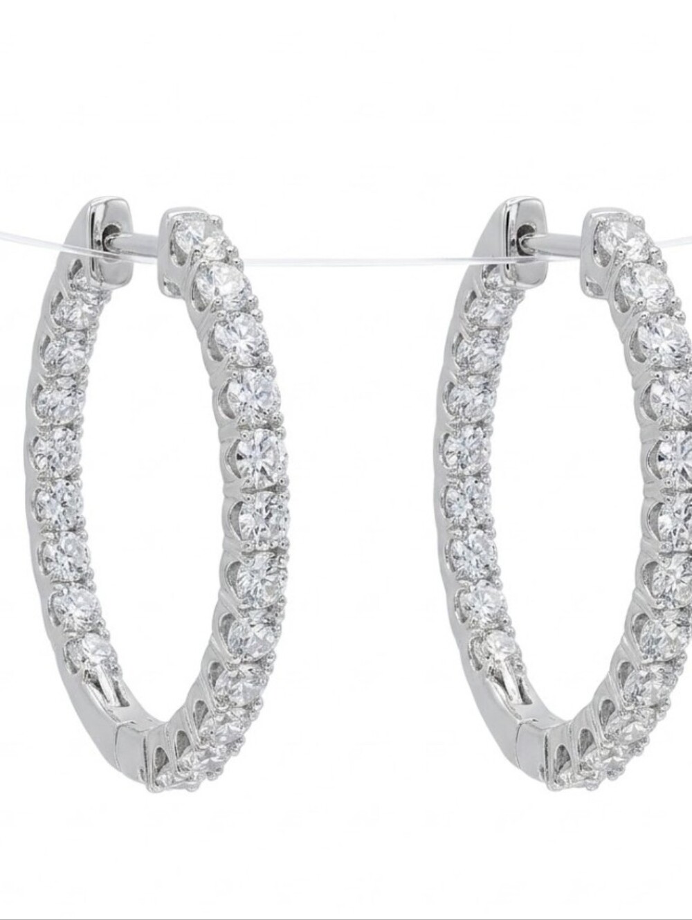 Genuine GRA Certified Moissanite Earrings 18K White Gold Vermeil